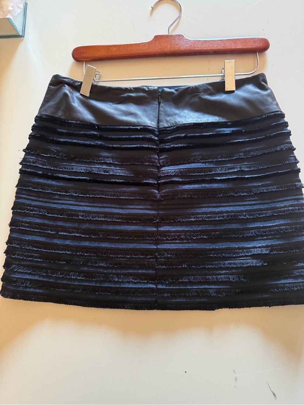 rag & bone Black Tiered Fringe Mini Skirt